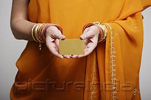 PictureIndia - cropped shot of woman wearing sari holding credit card