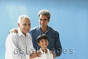 Asia Images Group - Grandfather, father, son smiling at camera