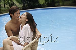AsiaPix - Young couple enjoying each other by the pool