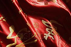 AsiaPix - Detail of red Chinese silk fabric