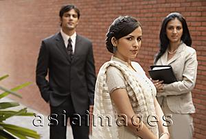 Asia Images Group - business associates, woman in sari