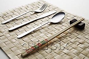 AsiaPix - fork, knife, spoon and chopstick dinner setting