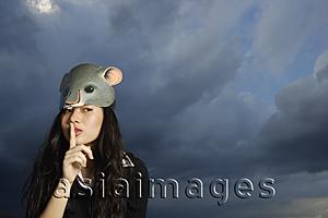 Asia Images Group - young lady with mask on head