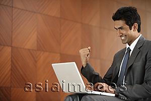 Asia Images Group - happy businessman on computer