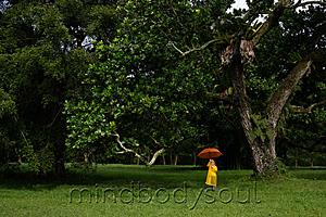 Mind Body Soul - young boy holding orange umbrella