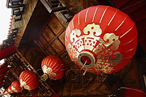 AsiaPix - red lanterns hanging from temple roof