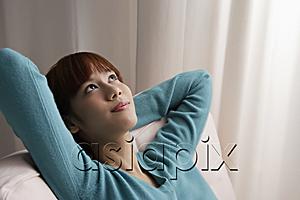 AsiaPix - Asian girl relaxing, looking up