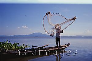 Asia Images Group - Fisherman fishing at Majayjay Rizal, Philippines