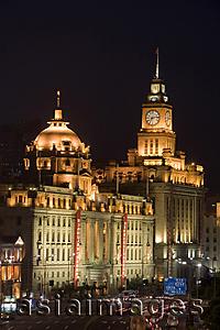 Asia Images Group - Historical buildings at night Shanghai, China