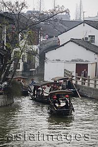 Asia Images Group - Tourists on excursion boats,  Zhujiajiao, China