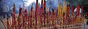 Asia Images Group - Incese offerings at Po Lin Monastery celebrating the Chinese New Year, Lantau Island, Hong Kong