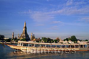 Asia Images Group - Thailand,Bangkok,River Bus in front of Wat Arun