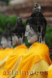 Asia Images Group - Profile of stone Buddhas at Wat Yai Chaya Mongkol Temple, Thailand