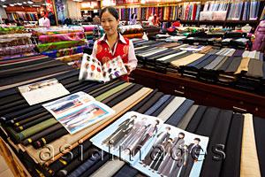 Asia Images Group - China,Beijing,The Silk Market,Tailor and Fabric Shop