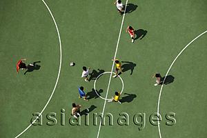 Asia Images Group - Aerial view of men playing soccer