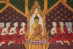 Asia Images Group - Wall Murals in the Hall of the Reclining Buddha, Wat Poh, Bangkok, Thailand