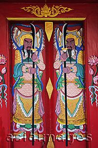 Asia Images Group - Wat Pratumkhongkha,Chinese Temple Doorway Guardians, Chinatown, Bangkok, Thailand