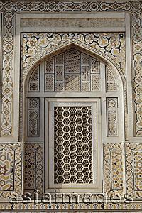 Asia Images Group - Window detail with inlaid stones and screen. Itmad-ud-Daulah's Tomb 