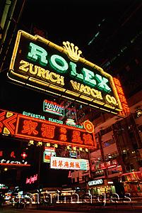Asia Images Group - China, Hong Kong, Kowloon, Neon signs on Nathan Road at night
