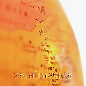 Asia Images Group - Orange Globe, focus on Beijing, China, close up