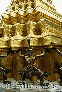 Asia Images Group - Thailand, Bangkok, Wat Phra Kaew, Statues at temple.