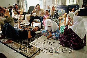 Asia Images Group - Malaysia, Kota Bharu, a Muslim family passes the Hari Raya Adilfitri holiday.