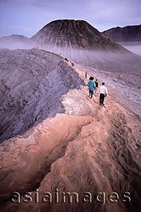 Asia Images Group - Indonesia, Java, Mt. Bromo, Sunrise on the rim, observers watching.