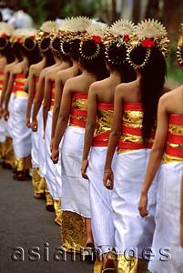Asia Images Group - Indonesia, Bali, Gianyar, Cremation ceremony, procession of teenage girls. (grainy)