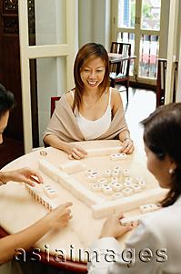 Asia Images Group - Women playing mahjong, high angle view