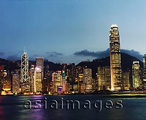 Asia Images Group - Hong Kong, early evening view of Central and the Peak, view from Star Ferry terminal, Kowloon