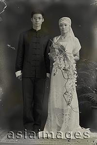 Asia Images Group - Old fashioned portrait of bride and groom