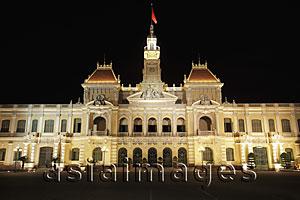 Asia Images Group - Ho Chi Minh City Hall at night, Vietnam