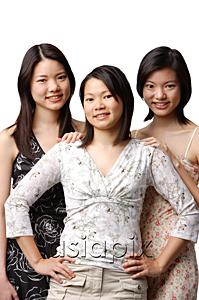 AsiaPix - Three young women side by side, portrait