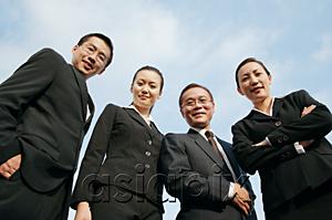 AsiaPix - Businessmen and businesswomen looking down at camera