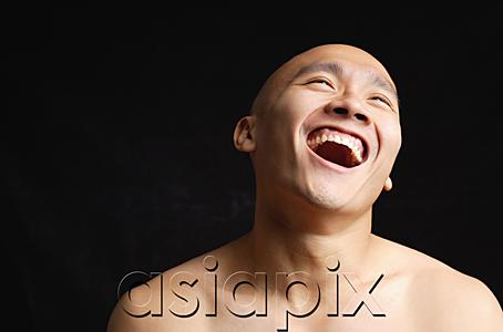 AsiaPix - Bald man, laughing, mouth open
