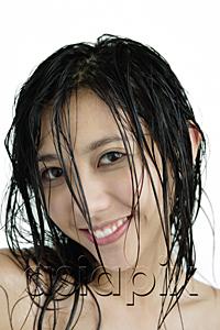 AsiaPix - Woman with wet hair, looking at camera, smiling