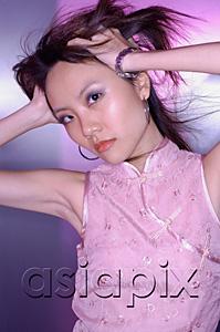 AsiaPix - Woman in cheongsam top, hands on head