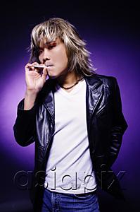 AsiaPix - Man in leather jacket, smoking