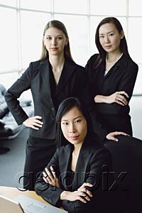 AsiaPix - Three businesswomen, looking at camera, portrait