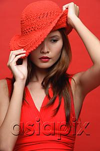 AsiaPix - Woman in red dress with red hat