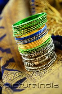 PictureIndia - Still life with Indian bangles and sari