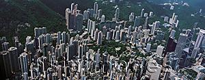 Asia Images Group - Aerial view overlooking Central, Hong Kong