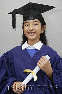 Asia Images Group - young girl graduate with diploma