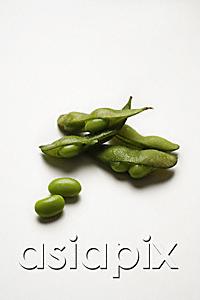 AsiaPix - multiple green edamame beans with pea pod broken