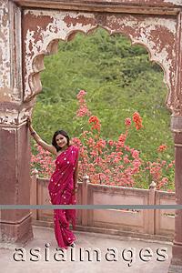 Asia Images Group - young woman posing in sari