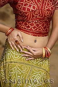 Asia Images Group - sexy woman in sari, belly piercing