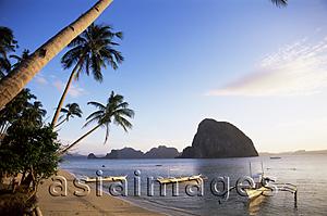 Asia Images Group - Philippines,Palawan,Bascuit Bay,El Nido,Outriggers on Tropical Beach