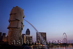 Asia Images Group - Singapore,Merlion Statue and Marina Bay
