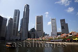 Asia Images Group - Singapore,Tour Boats on Singapore River and City Skyline