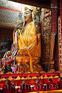 Asia Images Group - Tibetan Lama Temple or Yonghe Gong,Statue of Tsongkhapa Buddha who founded the yellow sect of Lamaism. Beijing, China
